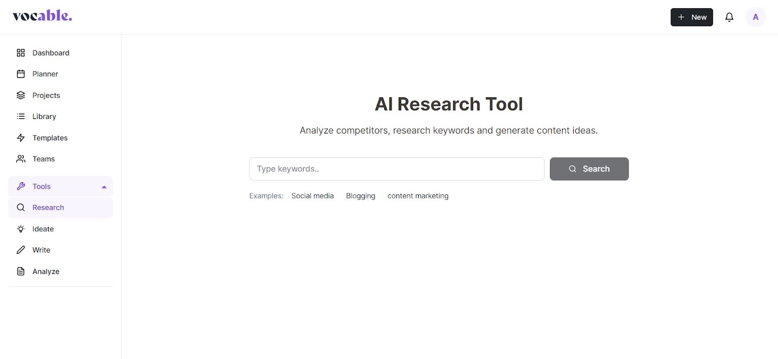 Ai content research tool online