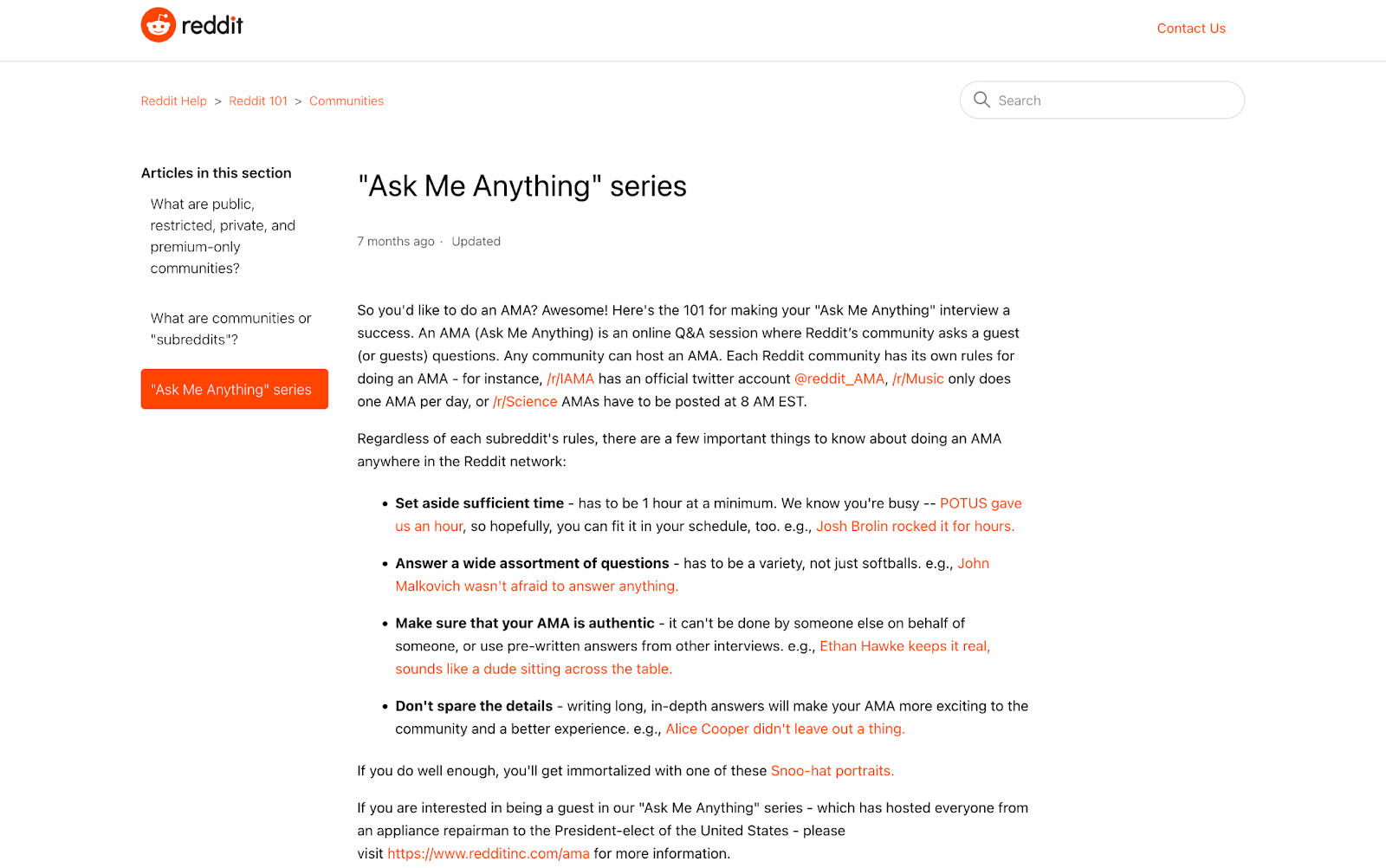 Reddit "Ask Me Anything" Series Screenshot
