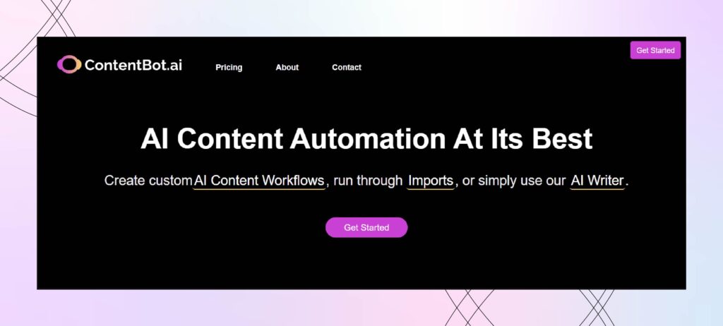 content bot homepage