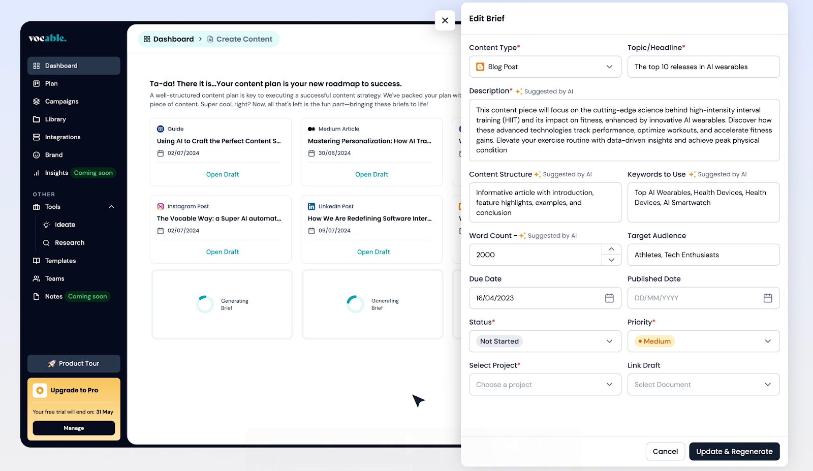 Vocable dashboard